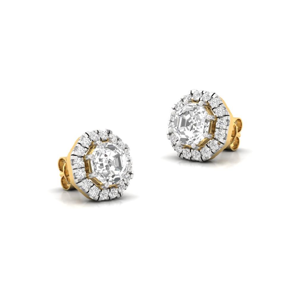 Octagon Diamond CVD Lab Grown Regal Brilliance Halo Solitaire Earrings