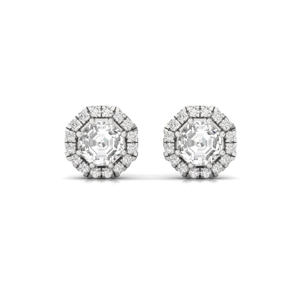 Octagon Diamond CVD Lab Grown Regal Brilliance Halo Solitaire Earrings