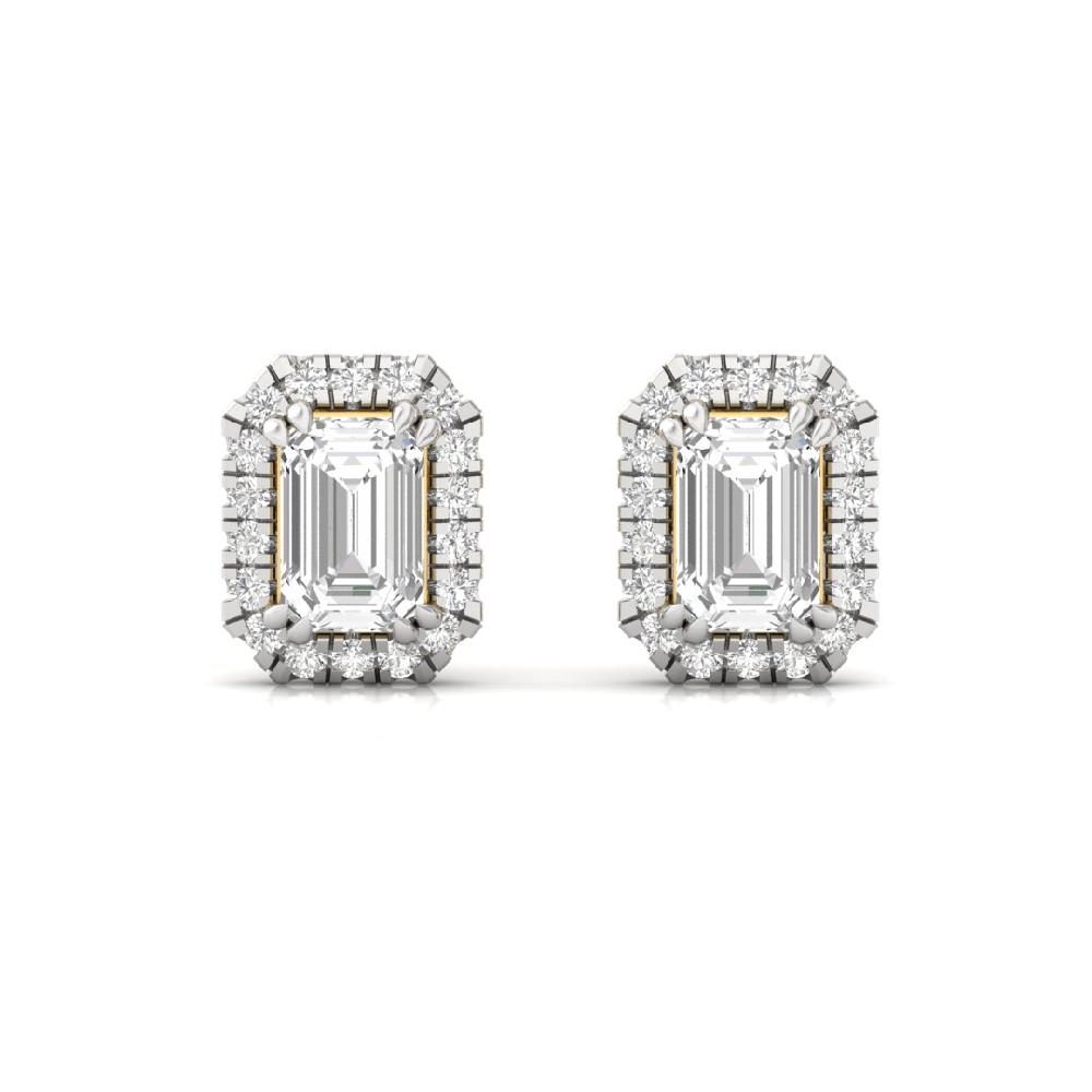Emerald , Round Diamond Infinity Shine Halo Earrings