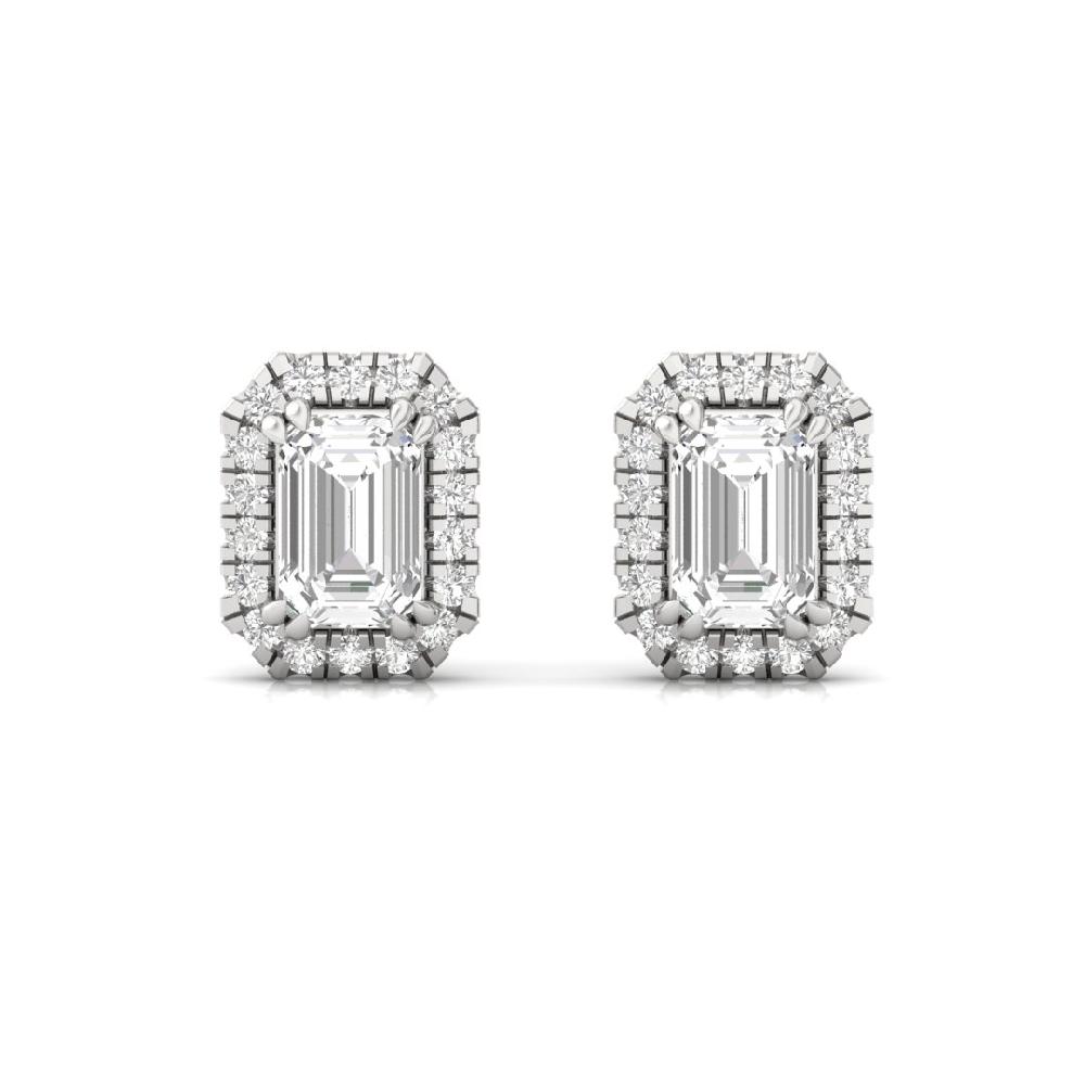 Emerald , Round Diamond Infinity Shine Halo Earrings