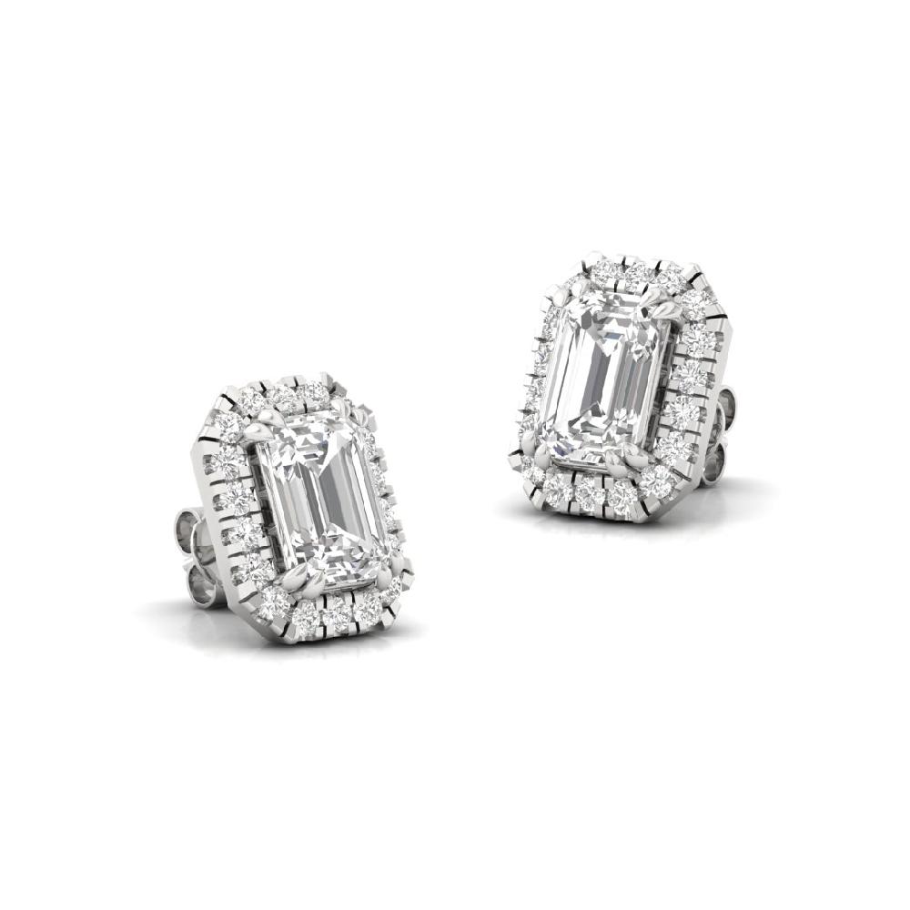 Emerald , Round Diamond Infinity Shine Halo Earrings