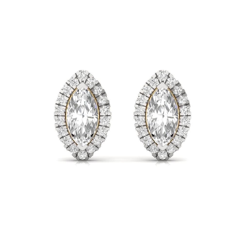 Marquise CVD Lab Grown Diamond Elegance Halo Solitaire Earrings