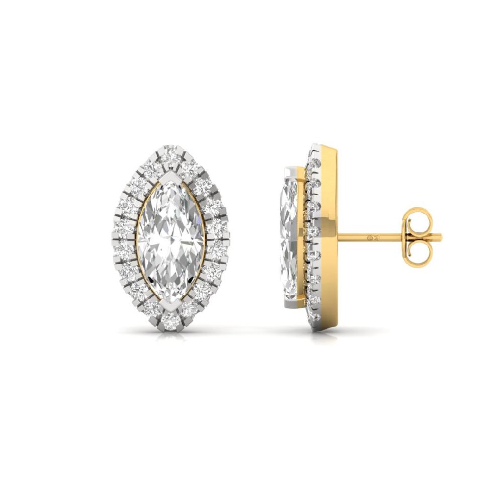 Marquise CVD Lab Grown Diamond Elegance Halo Solitaire Earrings