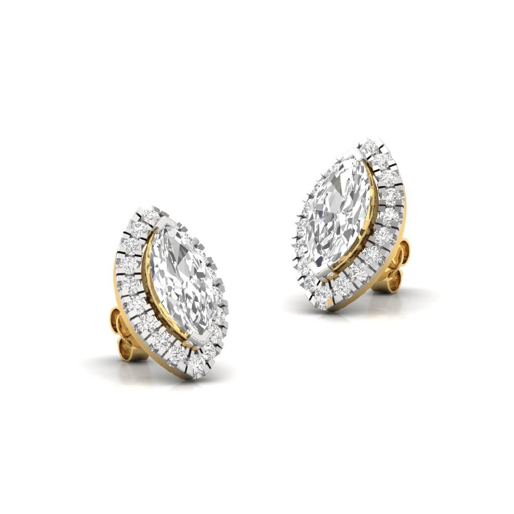 Marquise CVD Lab Grown Diamond Elegance Halo Solitaire Earrings