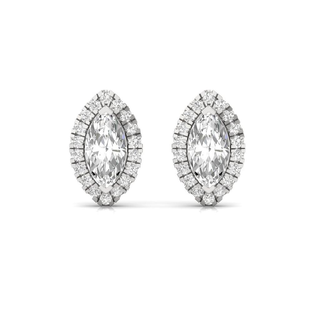 Marquise CVD Lab Grown Diamond Elegance Halo Solitaire Earrings