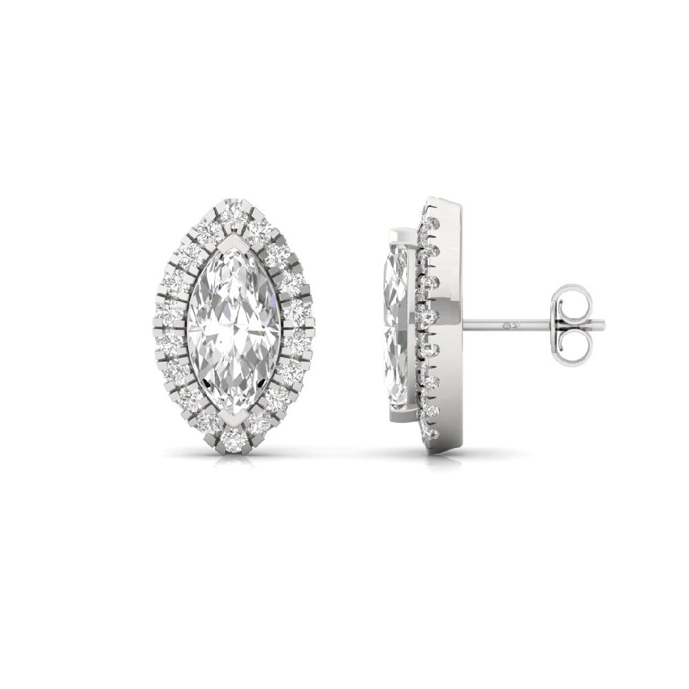 Marquise CVD Lab Grown Diamond Elegance Halo Solitaire Earrings