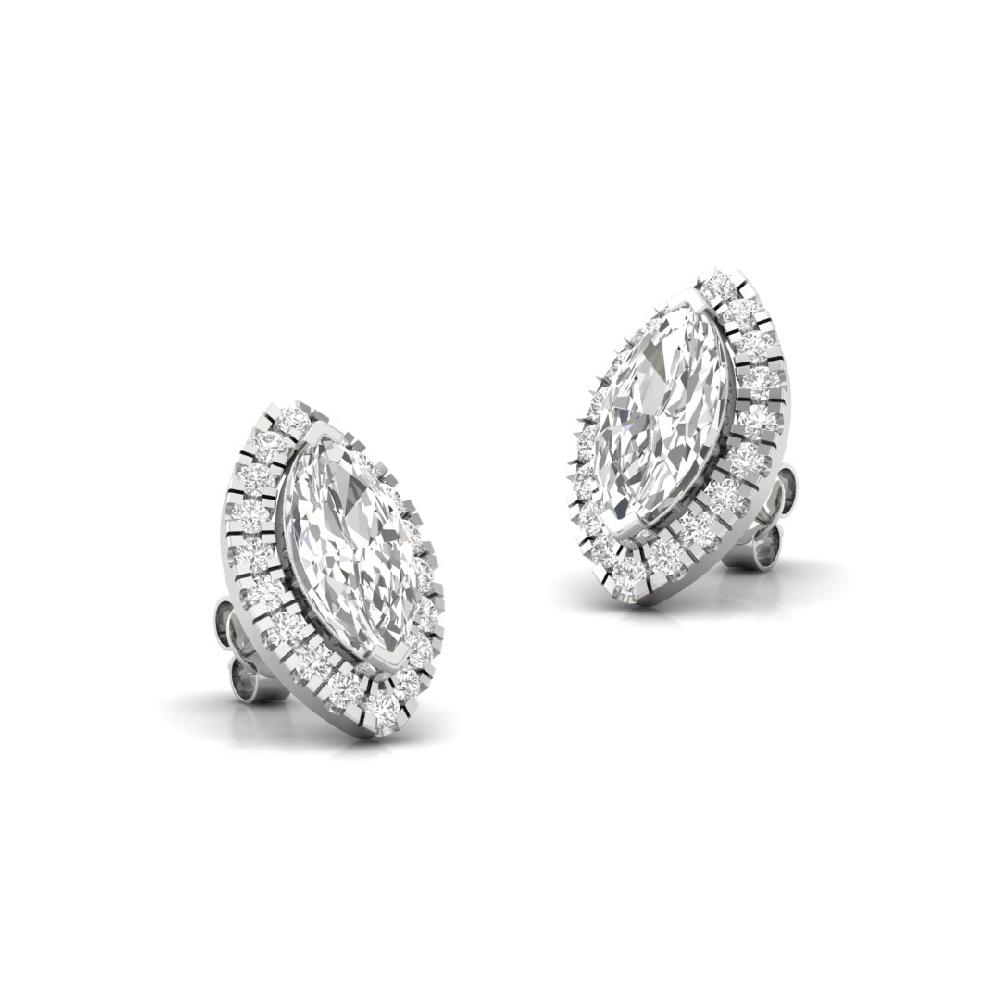 Marquise CVD Lab Grown Diamond Elegance Halo Solitaire Earrings