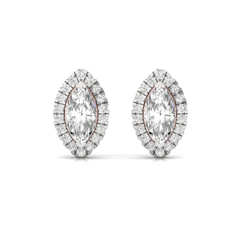 Marquise CVD Lab Grown Diamond Elegance Halo Solitaire Earrings