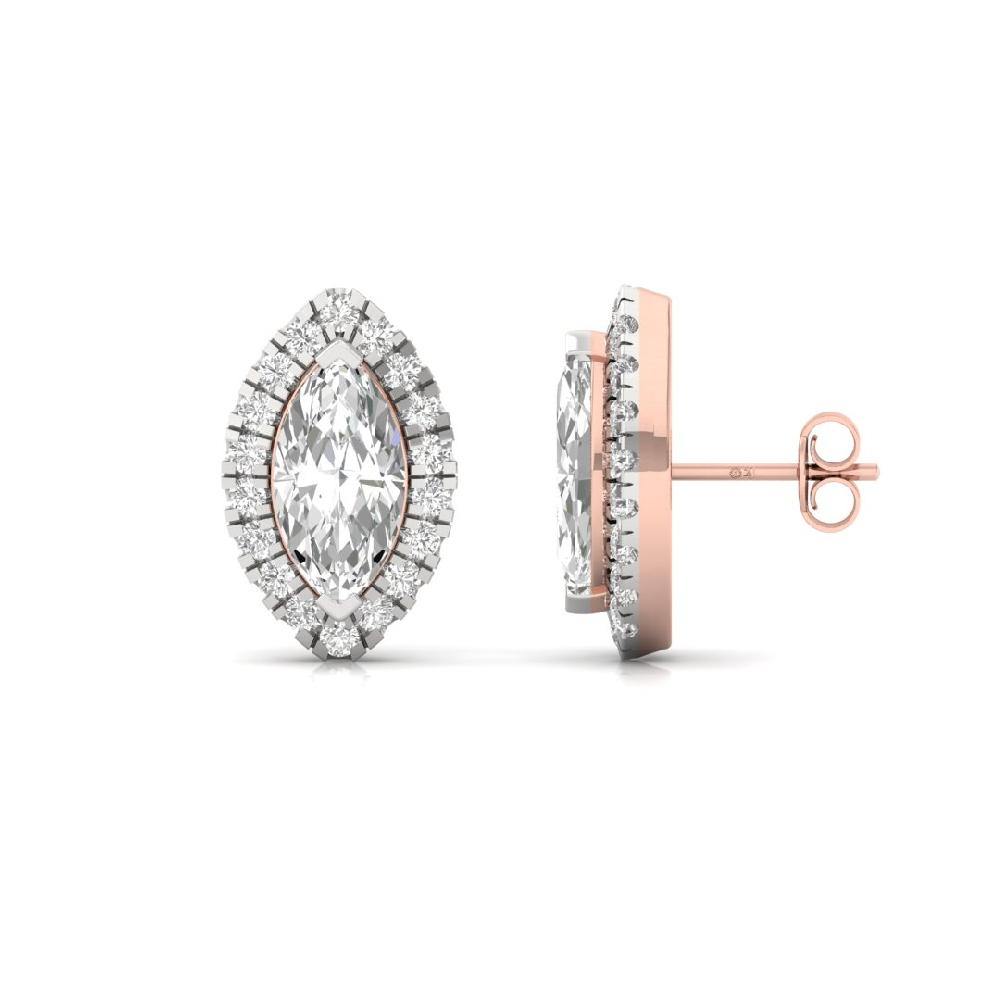 Marquise CVD Lab Grown Diamond Elegance Halo Solitaire Earrings