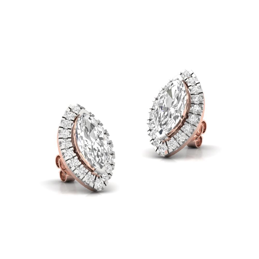 Marquise CVD Lab Grown Diamond Elegance Halo Solitaire Earrings