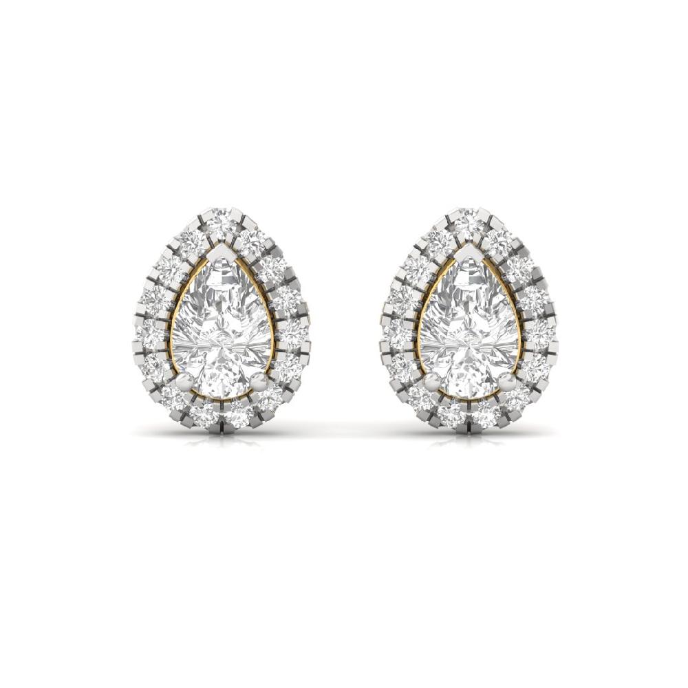 Pear CVD Diamond Forever Glow Halo Solitaire Earrings