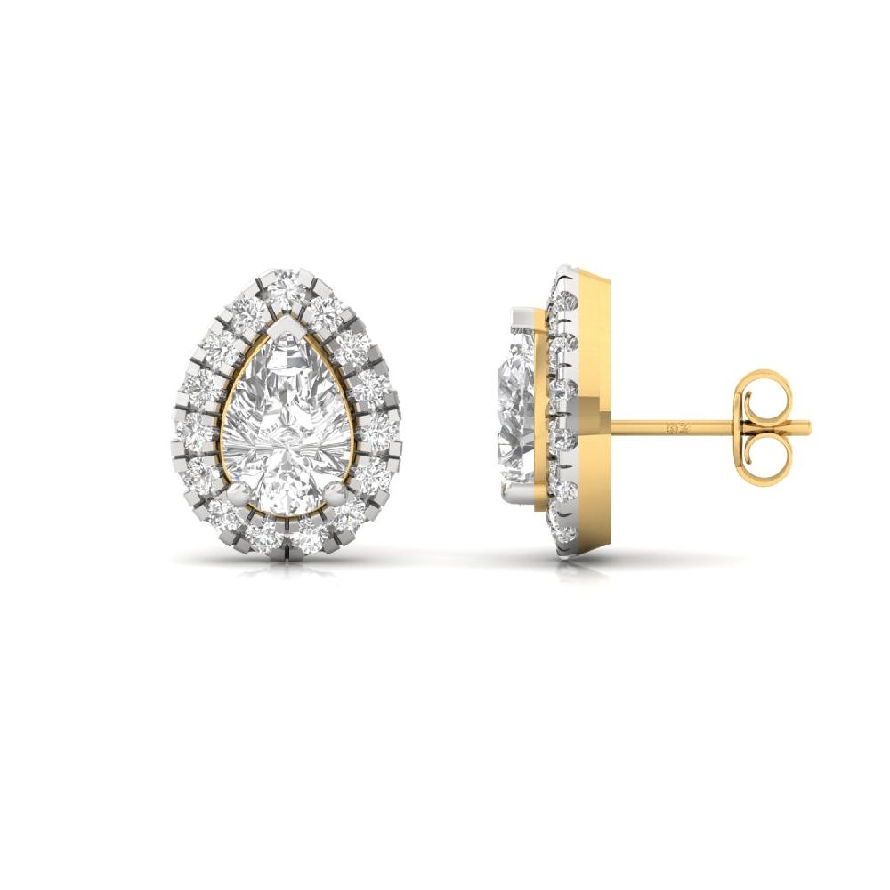 Pear CVD Diamond Forever Glow Halo Solitaire Earrings