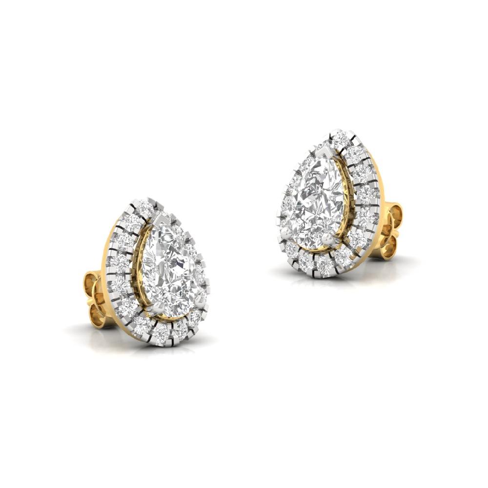 Pear CVD Diamond Forever Glow Halo Solitaire Earrings