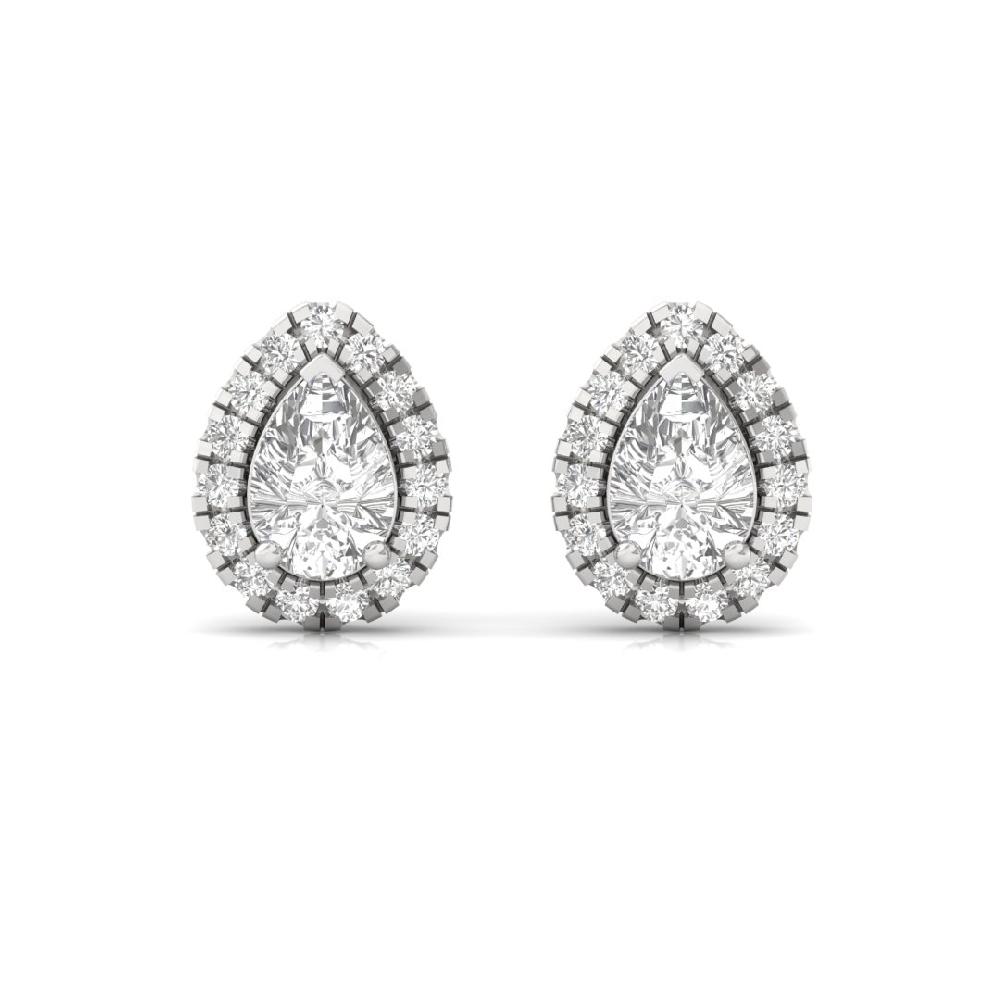 Pear CVD Diamond Forever Glow Halo Solitaire Earrings