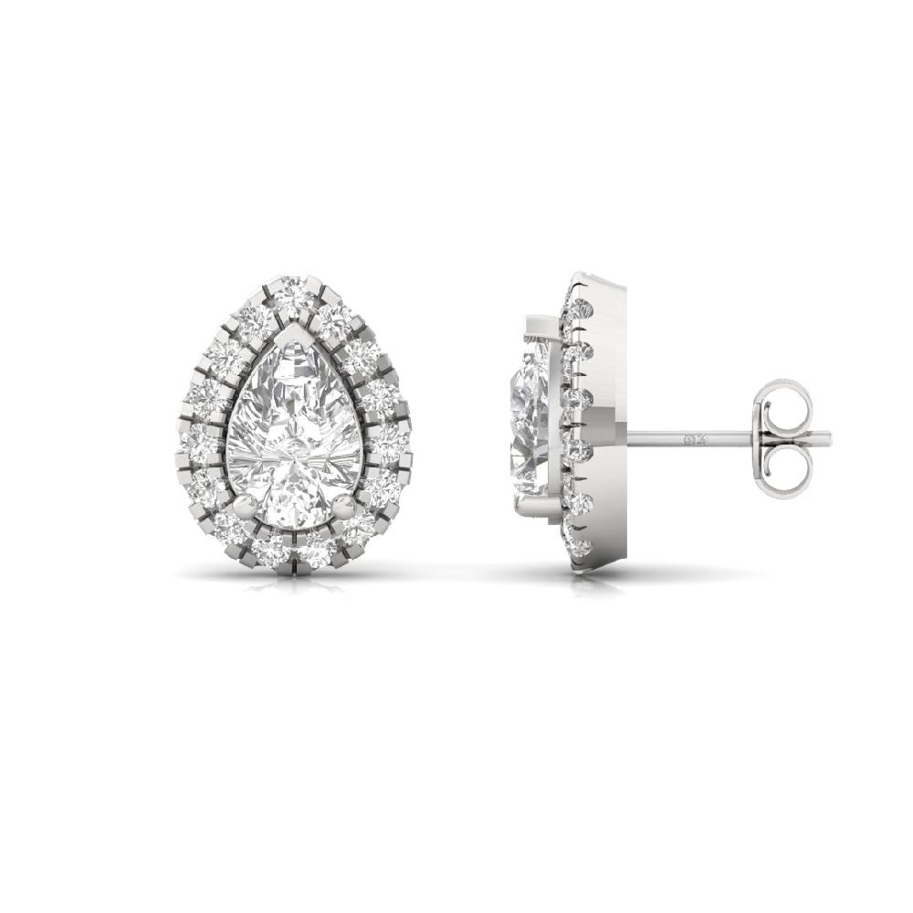 Pear CVD Diamond Forever Glow Halo Solitaire Earrings