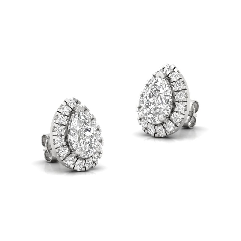 Pear CVD Diamond Forever Glow Halo Solitaire Earrings