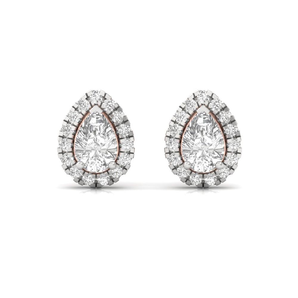 Pear CVD Diamond Forever Glow Halo Solitaire Earrings