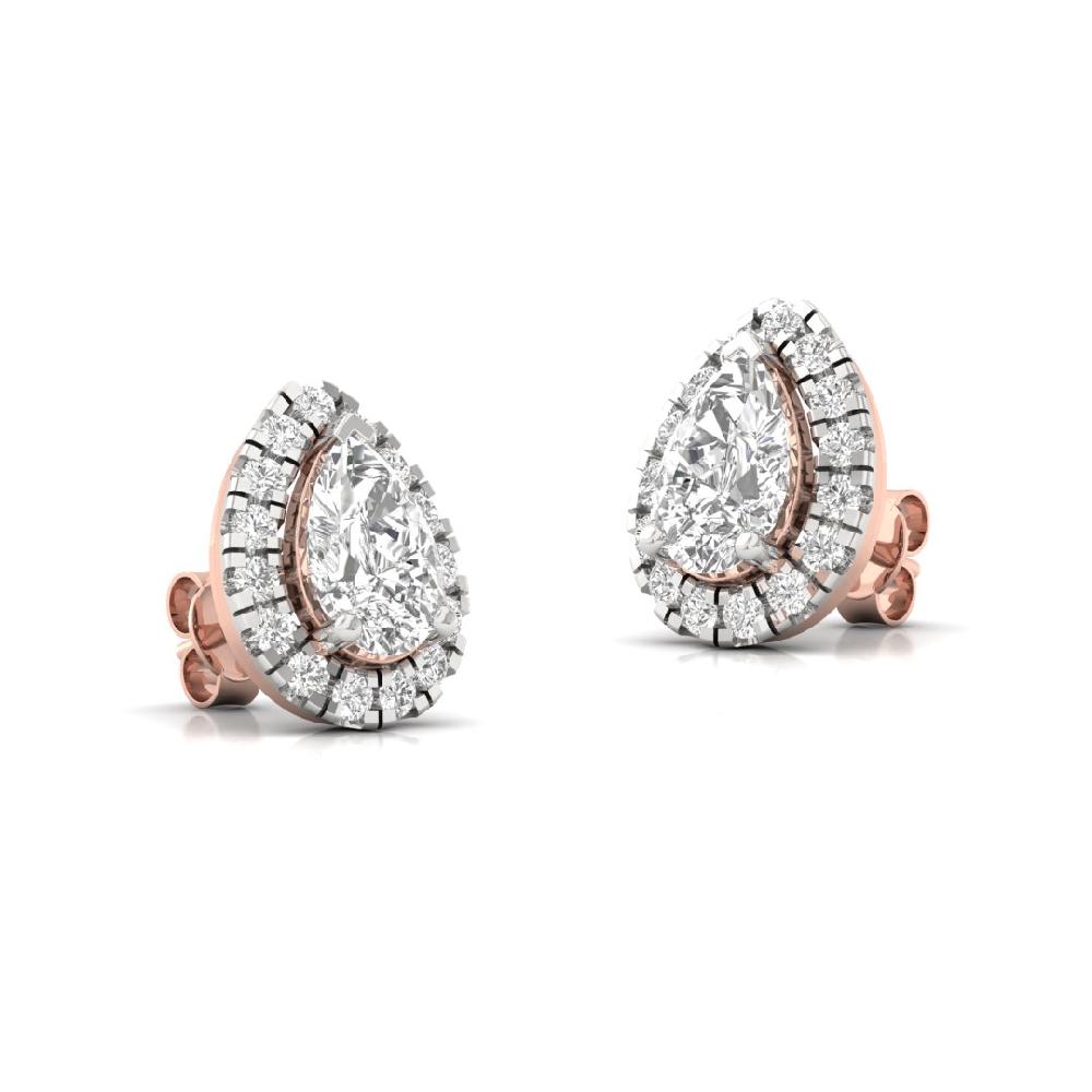 Pear CVD Diamond Forever Glow Halo Solitaire Earrings