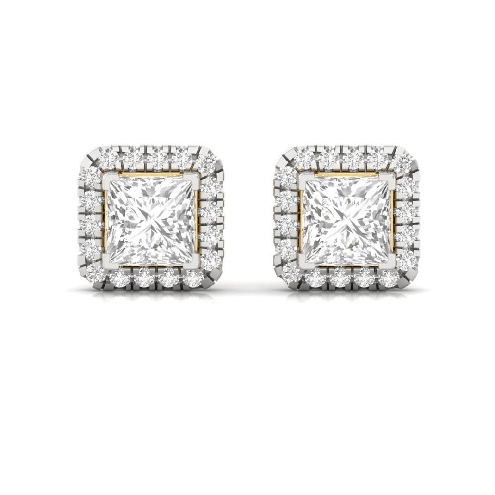 Princess CVD-Lab Grown Diamond Starlit Grace Halo Solitaire Earrings