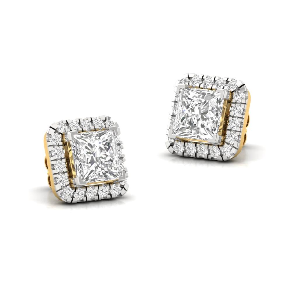 Princess CVD-Lab Grown Diamond Starlit Grace Halo Solitaire Earrings