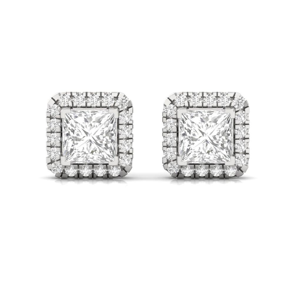 Princess CVD-Lab Grown Diamond Starlit Grace Halo Solitaire Earrings