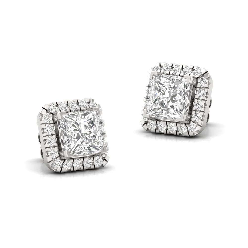 Princess CVD-Lab Grown Diamond Starlit Grace Halo Solitaire Earrings
