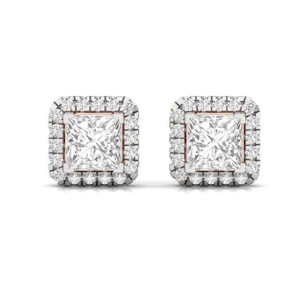 Princess CVD-Lab Grown Diamond Starlit Grace Halo Solitaire Earrings