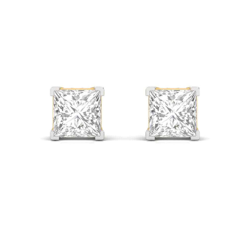 0.785ct Princess Cut CVD Lab Grown Diamond Regal Elegance Solitaire Earrings