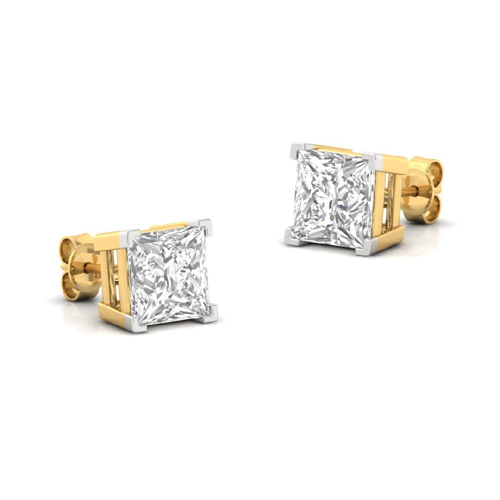 0.785ct Princess Cut CVD Lab Grown Diamond Regal Elegance Solitaire Earrings
