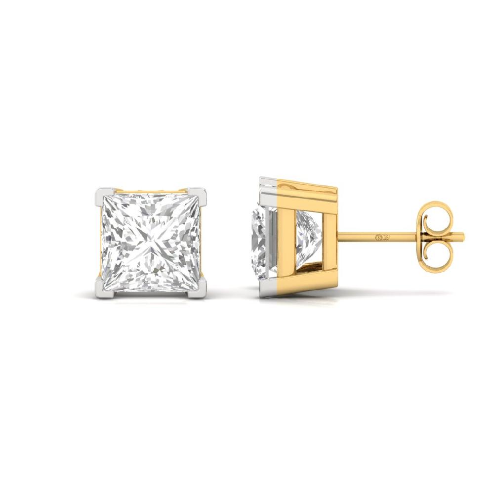0.785ct Princess Cut CVD Lab Grown Diamond Regal Elegance Solitaire Earrings