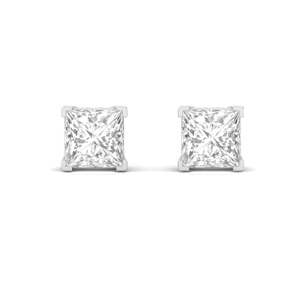 0.785ct Princess Cut CVD Lab Grown Diamond Regal Elegance Solitaire Earrings
