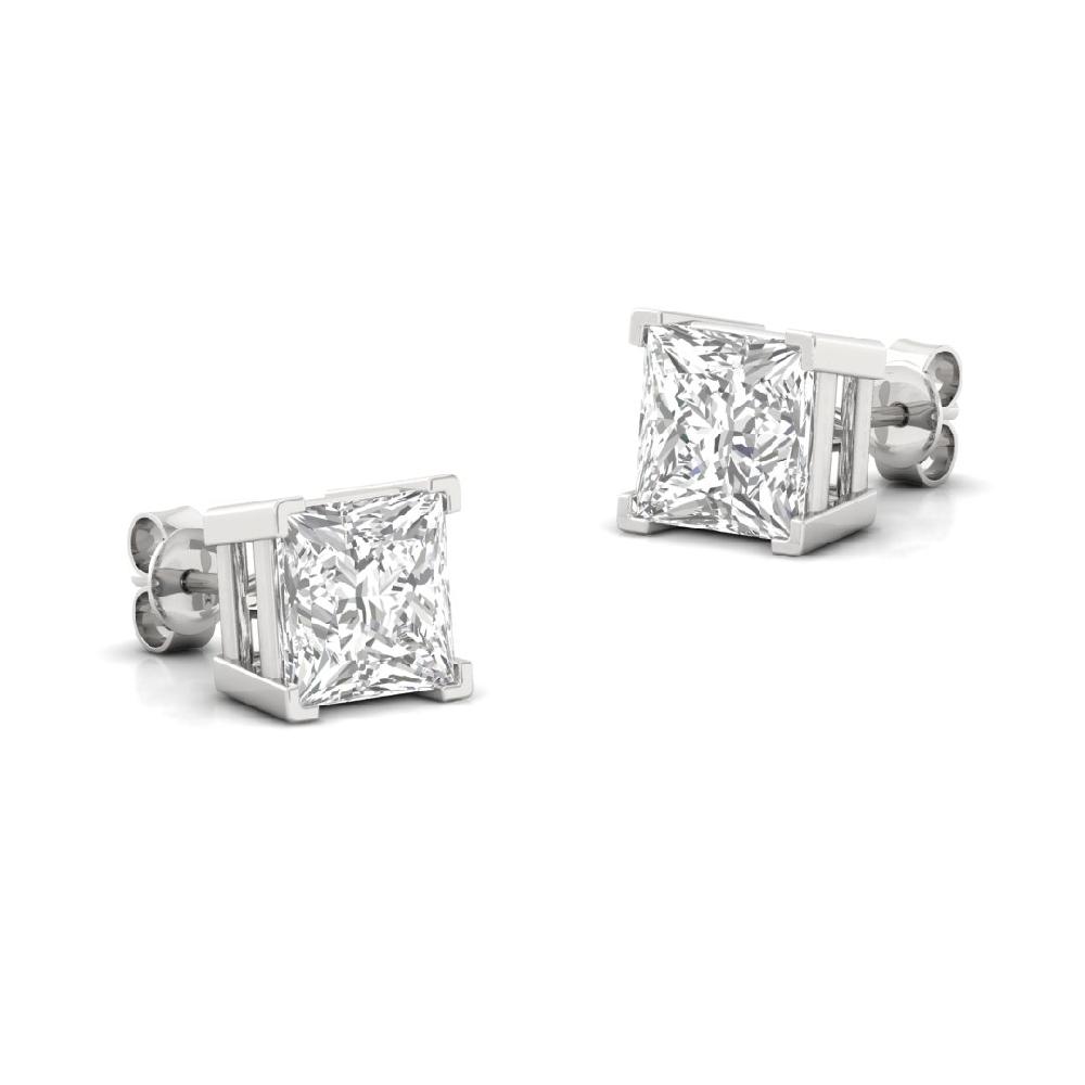 0.785ct Princess Cut CVD Lab Grown Diamond Regal Elegance Solitaire Earrings