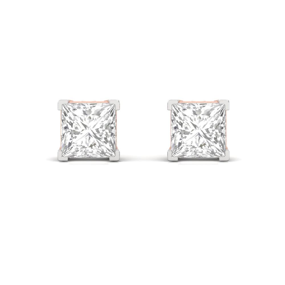 0.785ct Princess Cut CVD Lab Grown Diamond Regal Elegance Solitaire Earrings