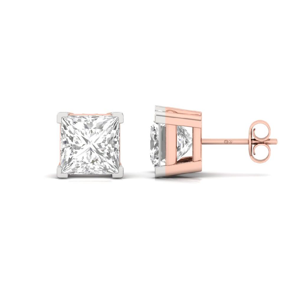 0.785ct Princess Cut CVD Lab Grown Diamond Regal Elegance Solitaire Earrings