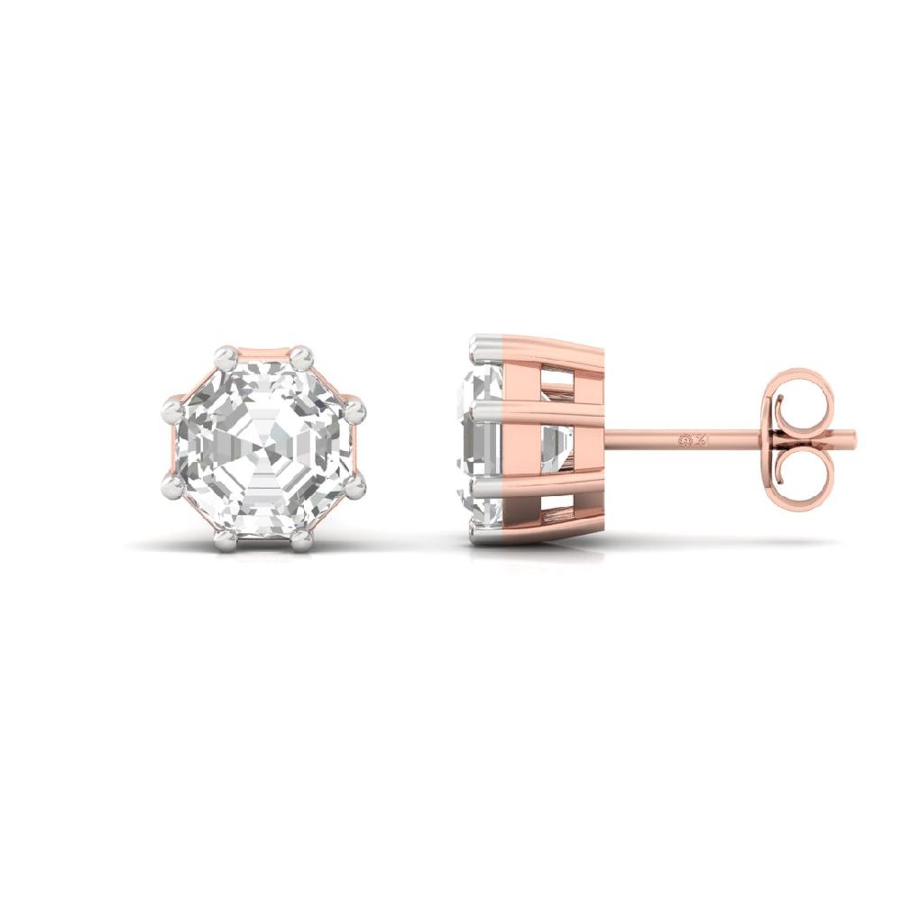 Elegant 0.505ct Octagon Cut CVD-Lab Grown Diamond Starlit Grace Solitaire Earrings