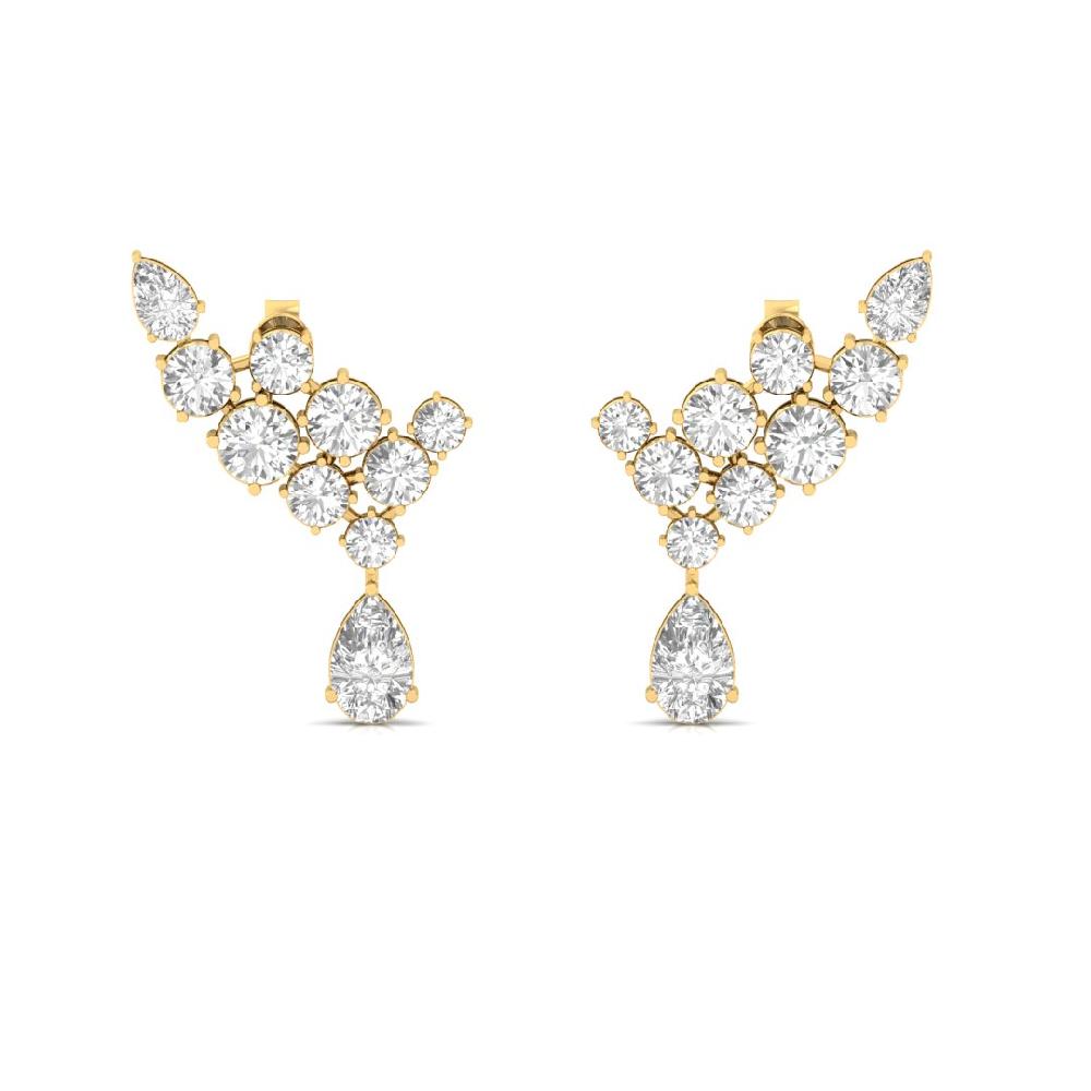 Round & Pear-Cut Diamond Drop Earrings