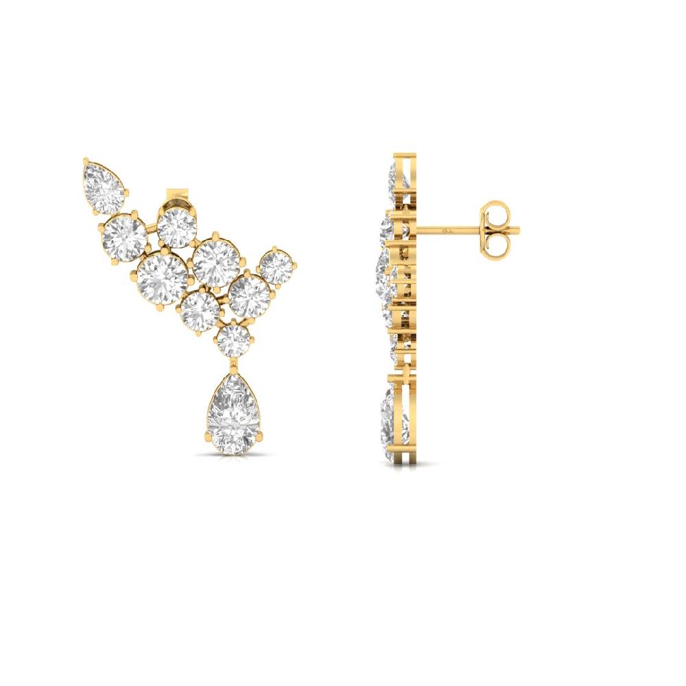 Round & Pear-Cut Diamond Drop Earrings