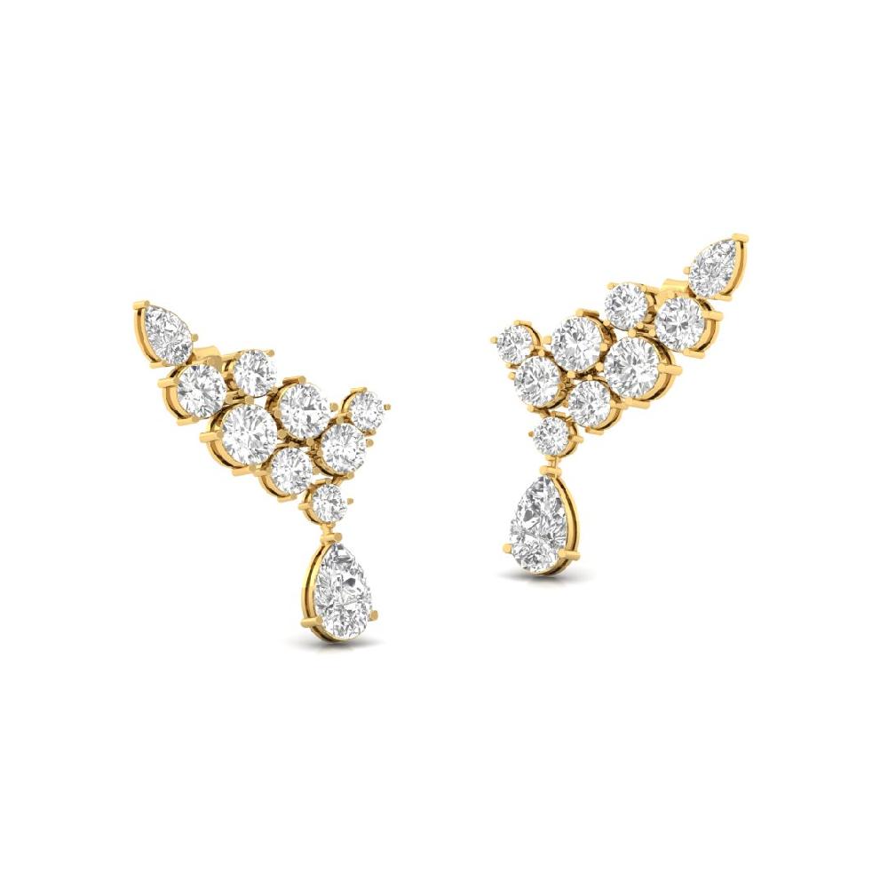 Round & Pear-Cut Diamond Drop Earrings