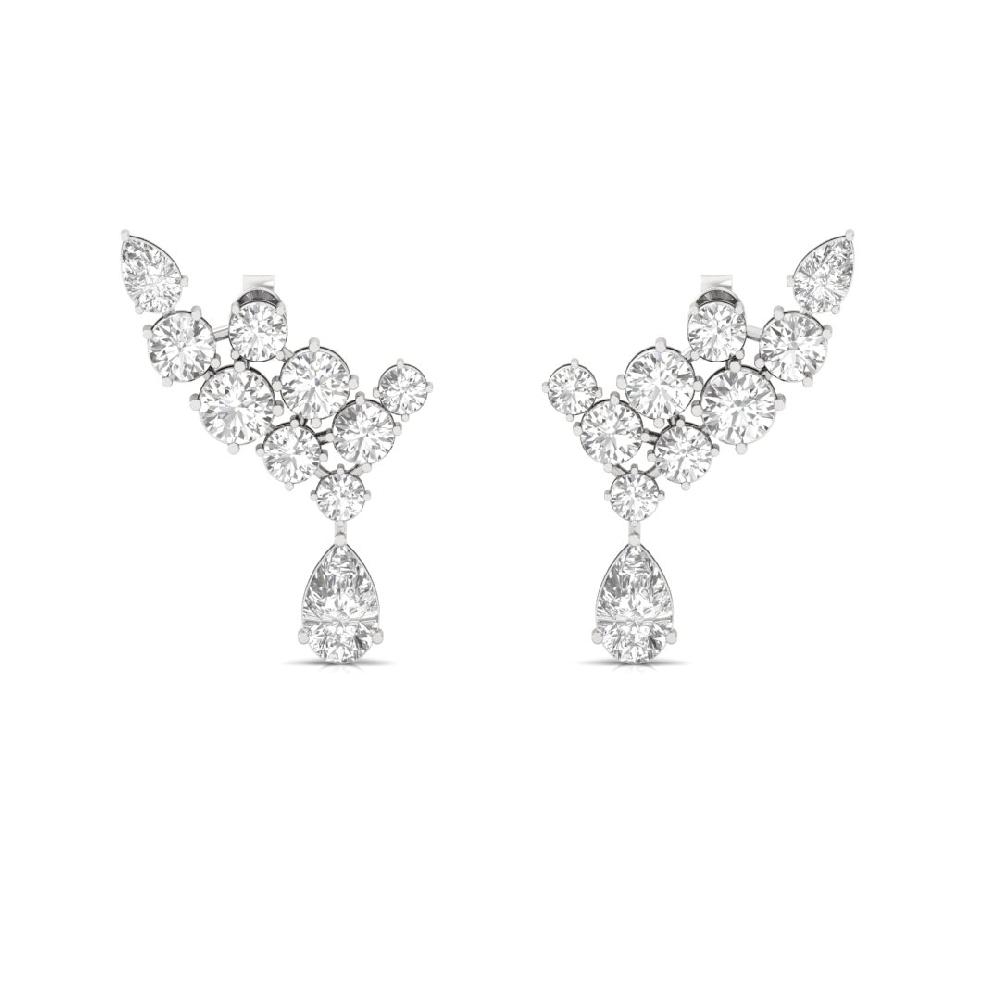 Round & Pear-Cut Diamond Drop Earrings