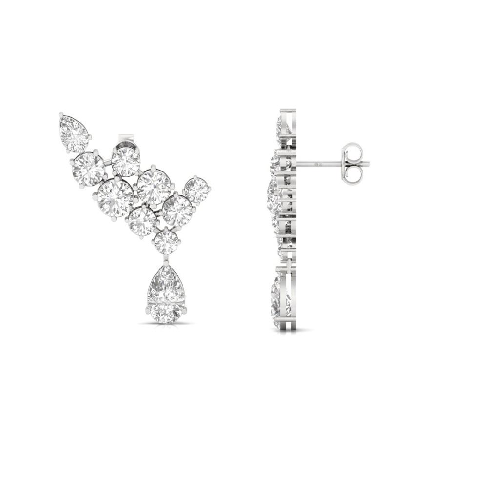 Round & Pear-Cut Diamond Drop Earrings