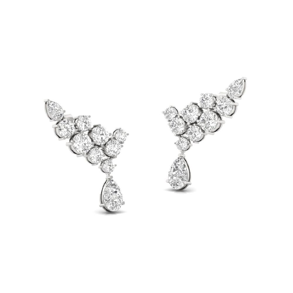 Round & Pear-Cut Diamond Drop Earrings