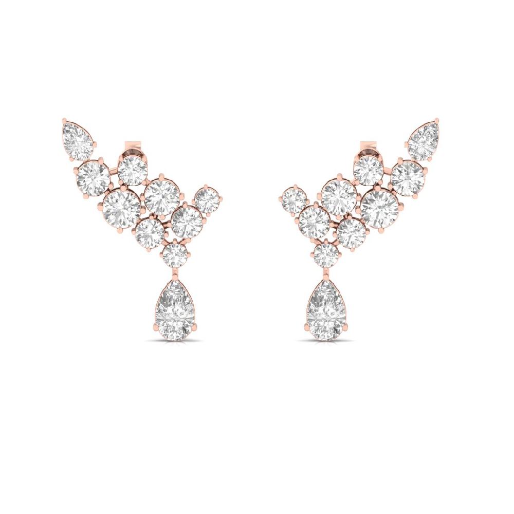 Round & Pear-Cut Diamond Drop Earrings