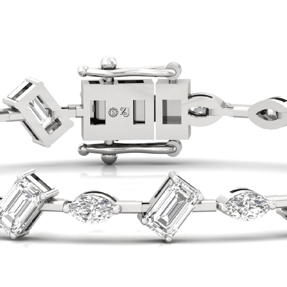 Celestial Emerald ,marquise Cut CVD Lab Grown Diamond Bracelet