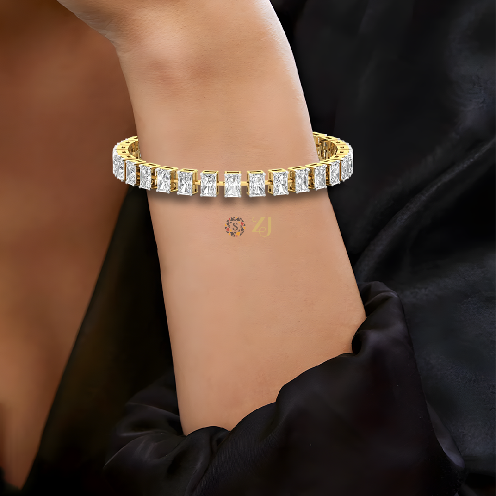 Radiant-Cut CVD Lan grown Diamond Diamond Symphony Tennis Bracelet