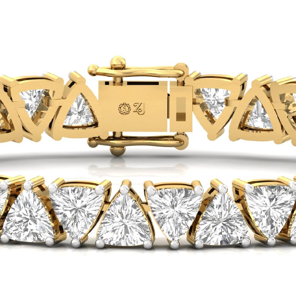 Trillion-Cut CVD-Lab Grown Diamond Unbreakable Bond Tennis Bracelet