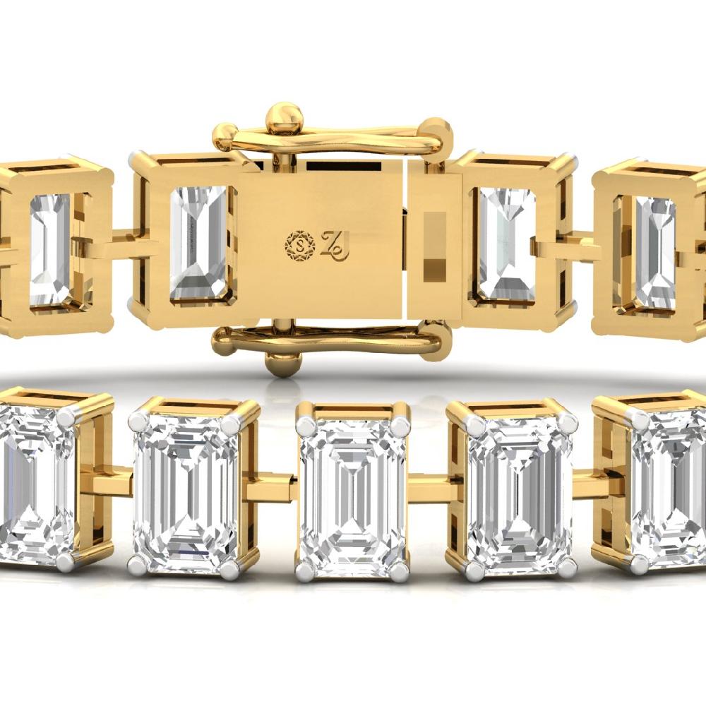 Emerald-Cut CVD Diamond Celestial Bond Tennis Bracelet