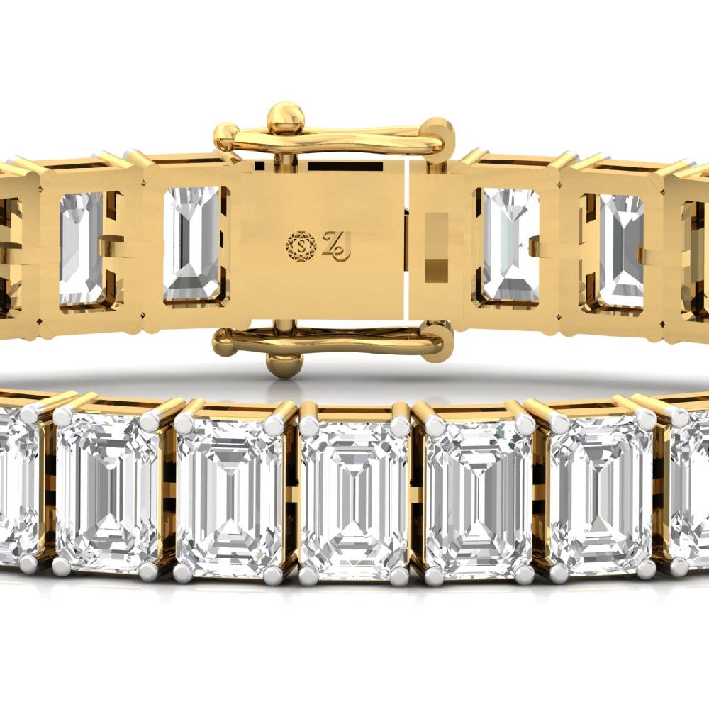 Emerald Cut CVD lab grown Diamond Embrace Tennis Bracelet 