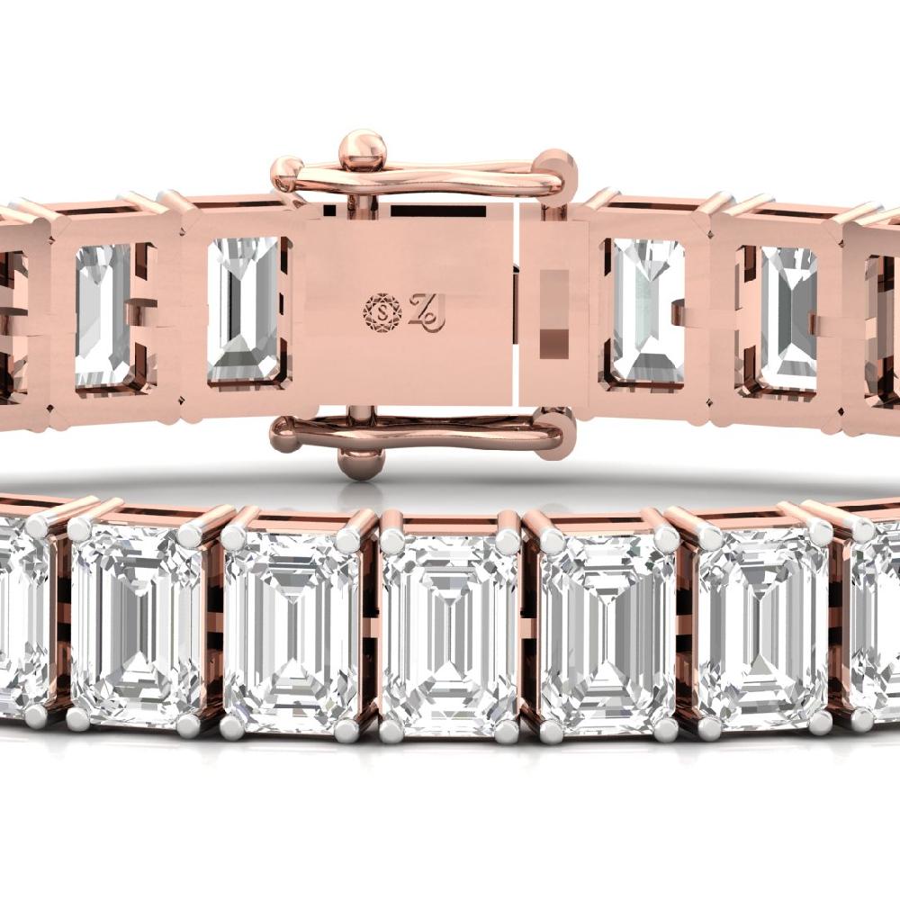 Emerald Cut CVD lab grown Diamond Embrace Tennis Bracelet 