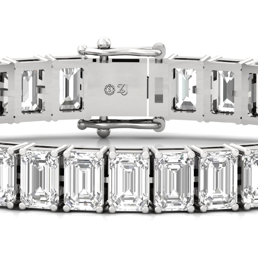 Emerald Cut CVD lab grown Diamond Embrace Tennis Bracelet 
