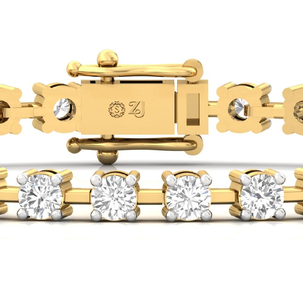 Round Cut cvd lab grown Diamond Luxury Tennis Gold & Sliver Bracelet